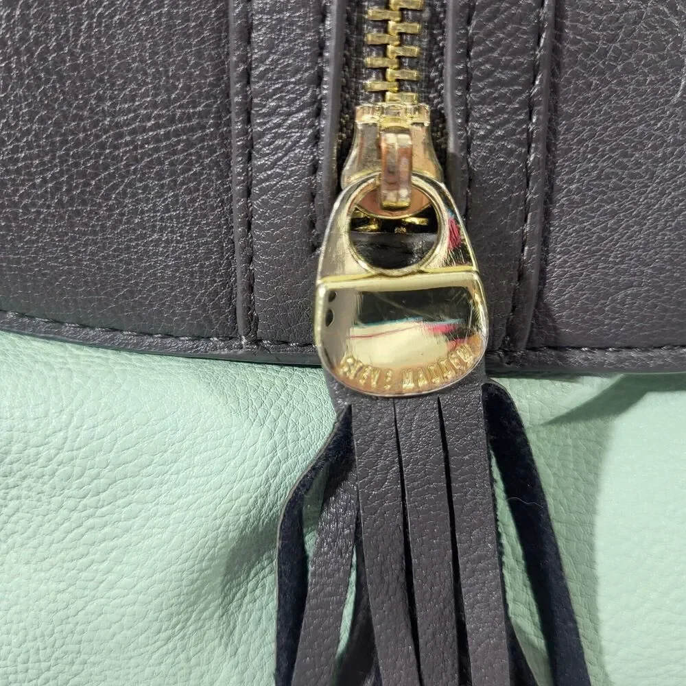 Steve Madden Cross Body Purse Handbag Mint Green Faux Leather Tassel - Picture 5 of 10